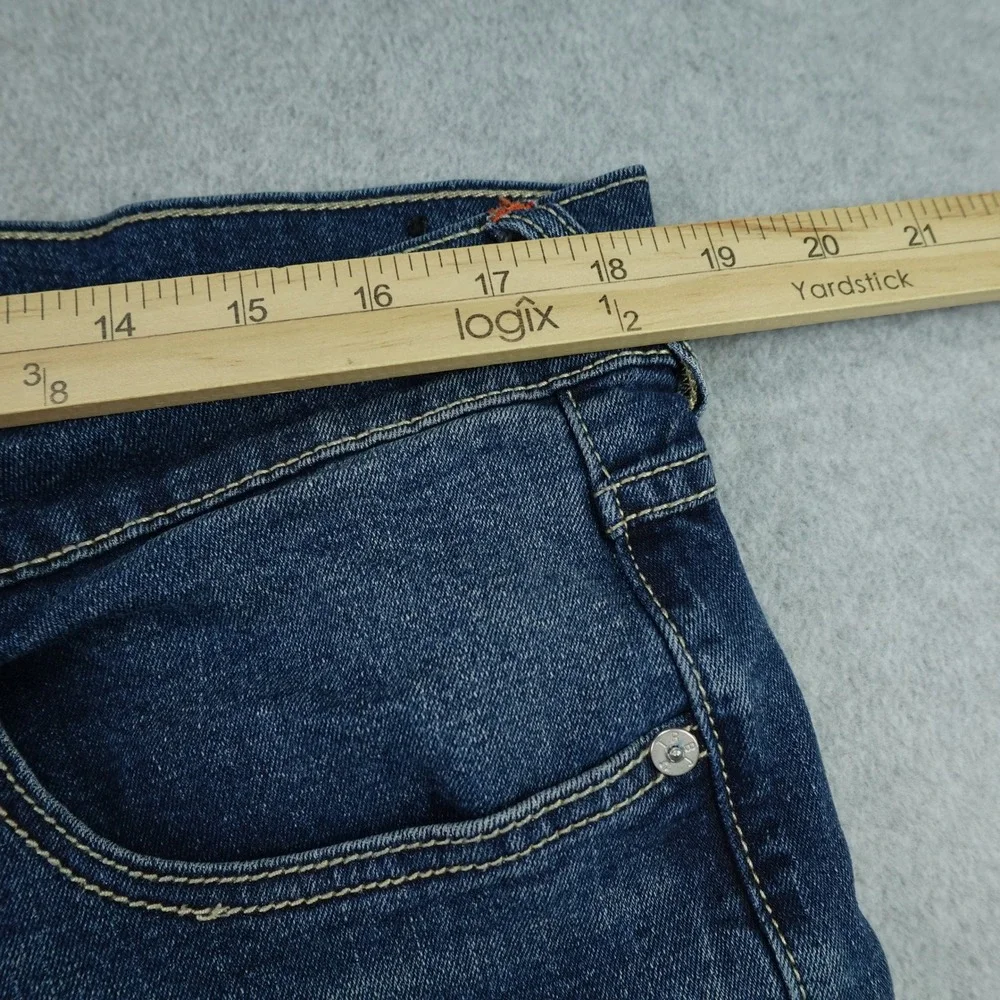 True Religion Jeans Mens 34 Blue Geno Relaxed Slim SN Flap Medium Wash